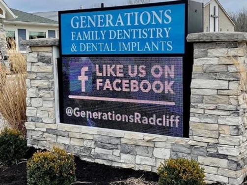 Generations Family Dentistry illuminated monument sign healthcare office