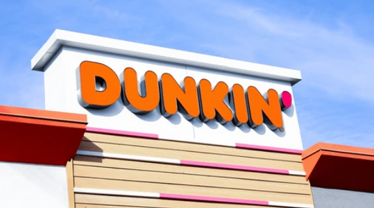 Dunkin Donuts illuminated channel letters and LED sign restaurant exterior
